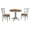 International Concepts Round 36 in Rd Extension Dining Table, 2 Emily Chairs, Hickory/Stone, 36 W, 48 L, 30.1 in H, Wood K41-36RXT-27B-C617-2 - alternate 1